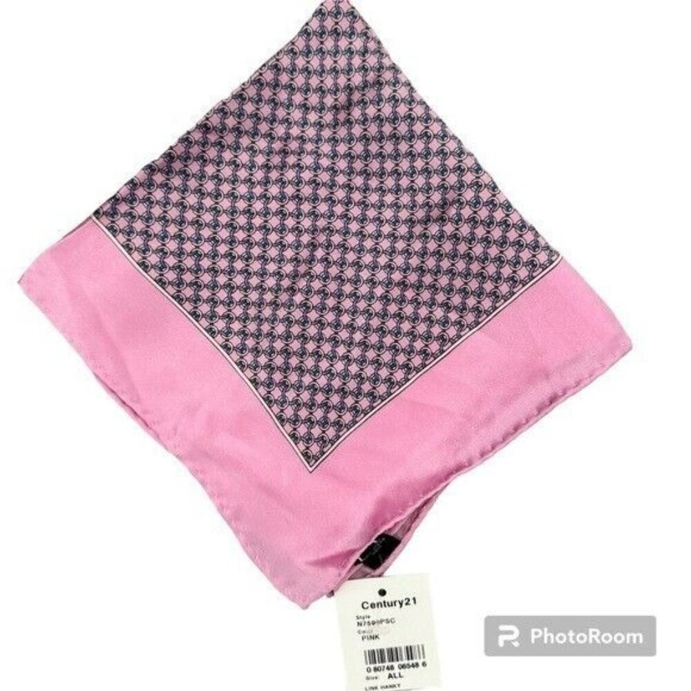 Link Pattern Pink Silk Handkerchief Pocket Square Scarf NEW